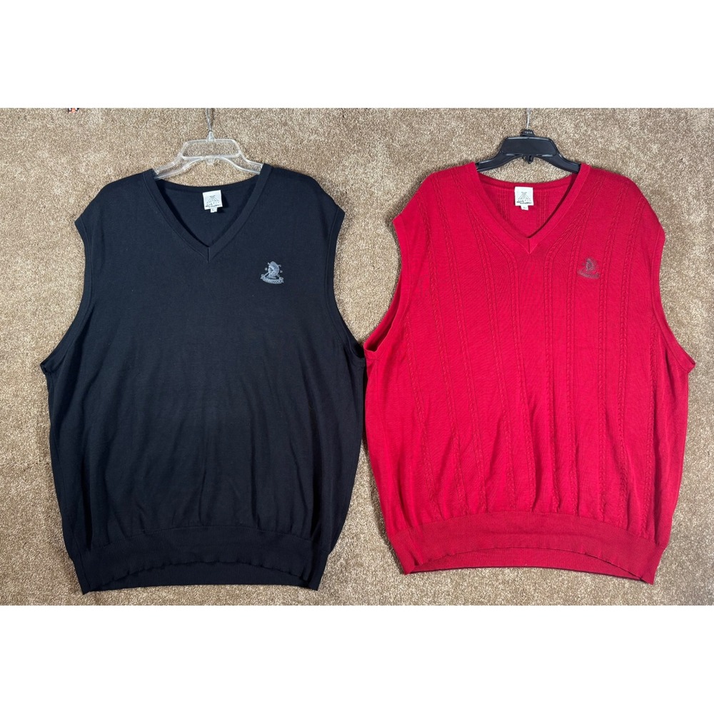 Lot of 2 Shinnecock Hills Vests - Simply Smart Excellent Condition Red Black Lg
